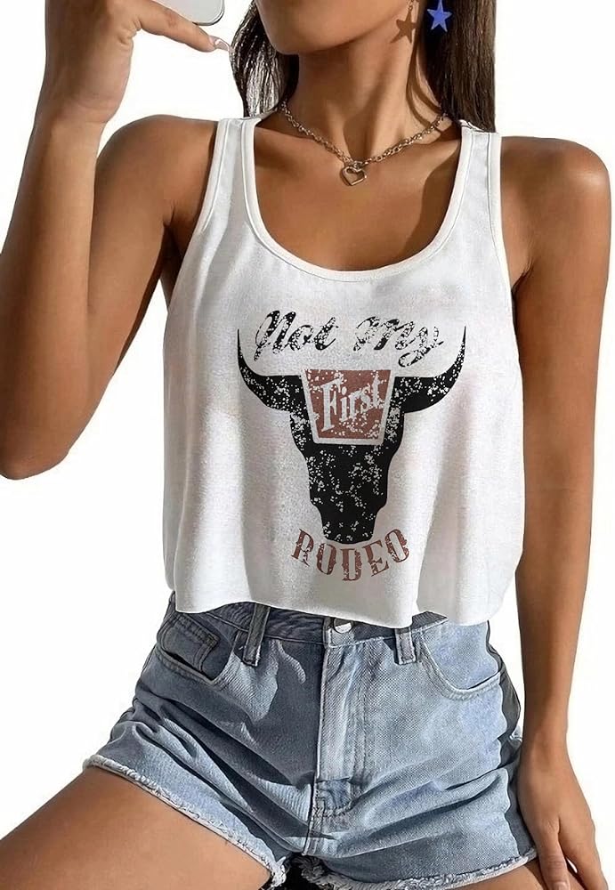 Women's Sexy Sleeveless Top Cowboy Shirt Cute Country Concert Cowgirl Outfit Western Graphic Tank Top