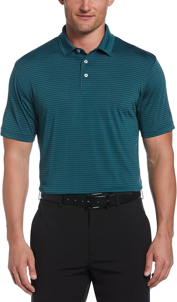 PGA TOUR Men's Short Sleeve Single Feeder Stripe Polo Shirt