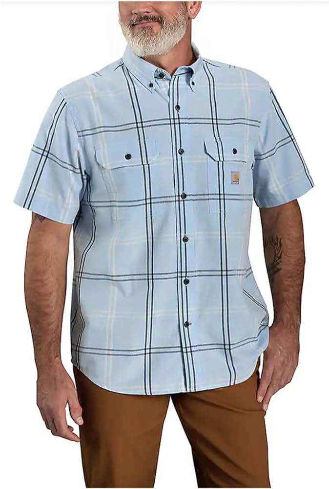 Carhartt Men's 106140 Loose Fit Midweight Short-Sleeve Plaid Shirt