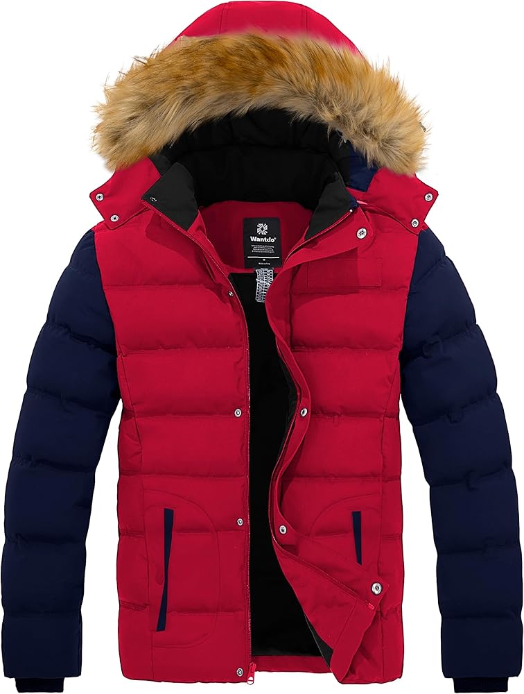 wantdo Men's Winter Puffer Jacket Thicken Winter Coat Warm Padded Jacket with Hood