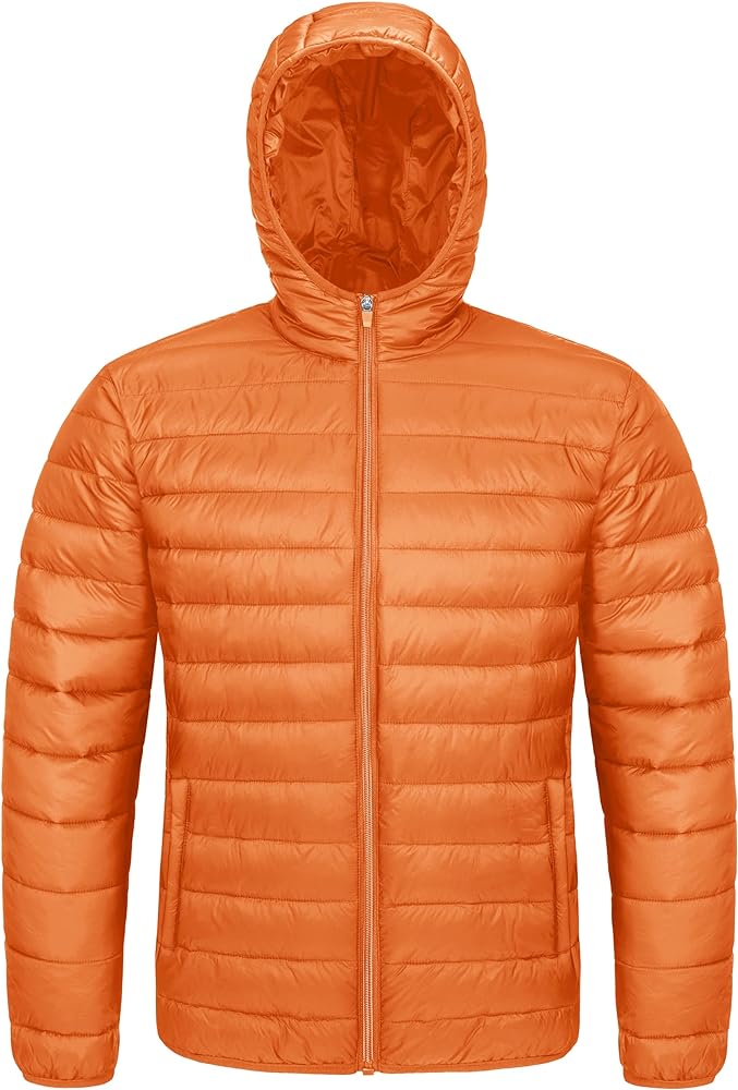 MAGCOMSEN Men's Lightweight Puffer Jacket Hooded Full Zip Water-Resistant Quilted Lined Winter Coats