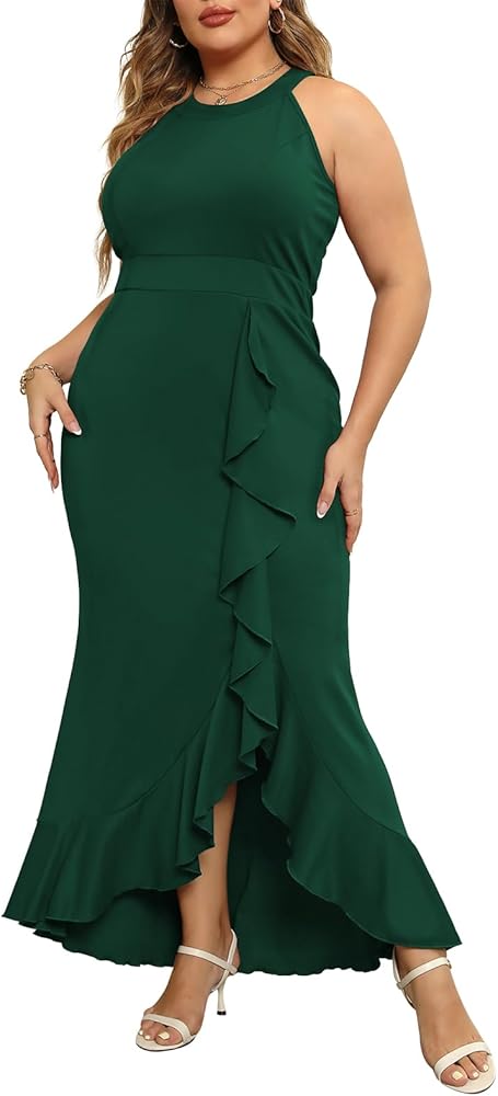 Keluummi Plus Size Wedding Guest Dresses for Curvy Women,Formal Evening Gown,Summer Maxi Cocktail Dress,Mermaid