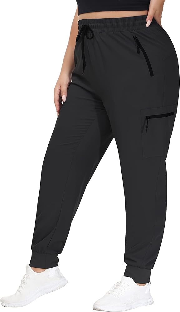 SEKINO Women's Plus Size Hiking Cargo Pants Lightweight Quick Dry Joggers Athletic Workout Outdoor Zipper Pockets Pants