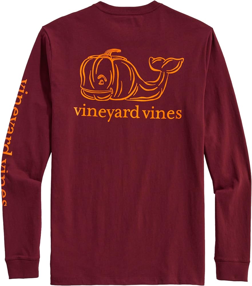 vineyard vines Men's Carved Pumpkin Whale Long-Sleeve Tee