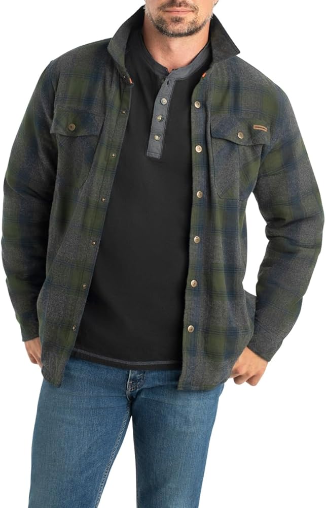 Legendary Whitetails Archer Flannel Thermal Lined Shirt Jacket for Men, Quilted Insulated Plaid Work Outerwear Coat