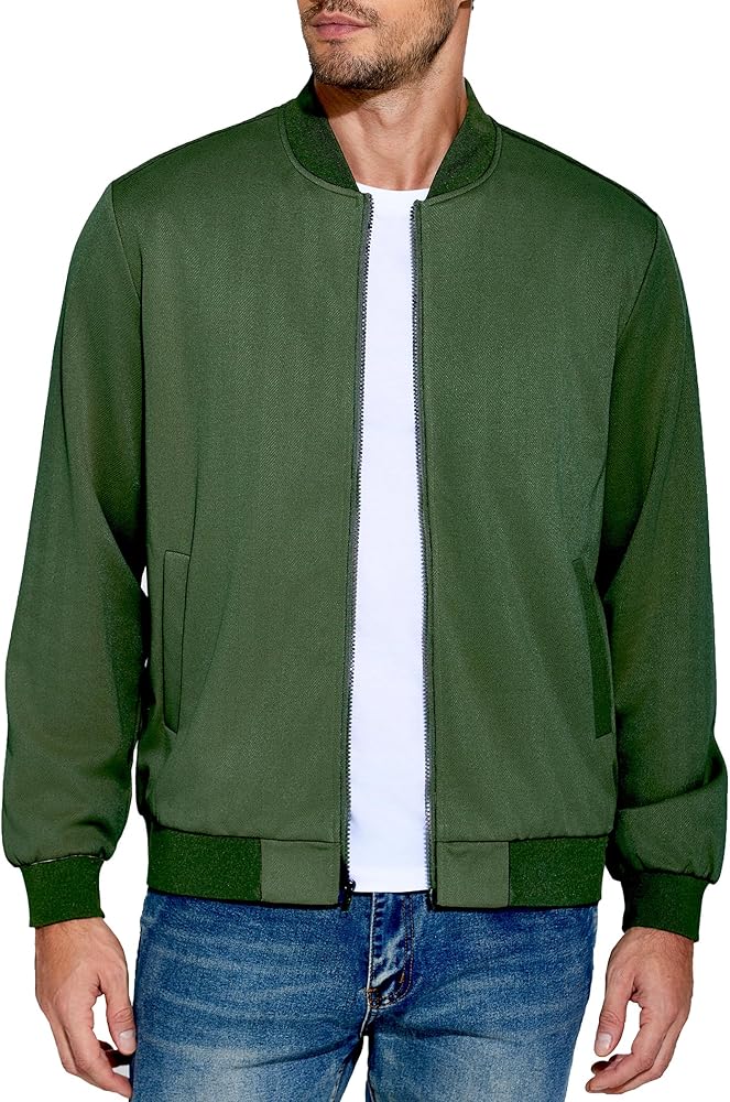 COOFANDY Men's Lightweight Bomber Jacket Casual Flight Coat Zip Up Textured Jacket with Pocket