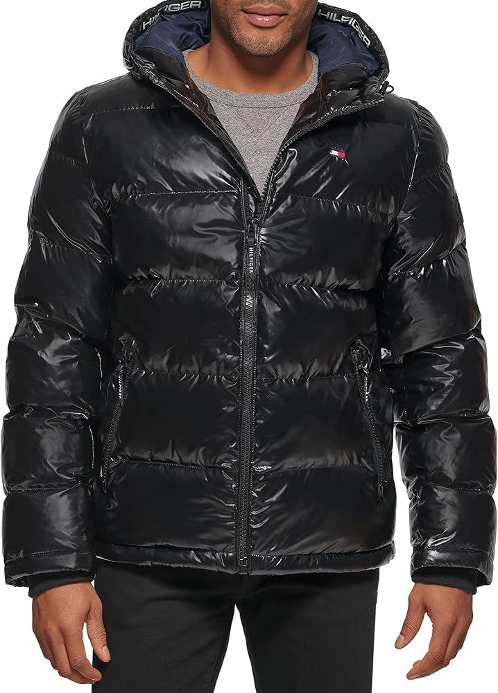 Tommy Hilfiger Men's Tall Big Insulated Midlength Quilted Puffer Jacket with Fixed Hood