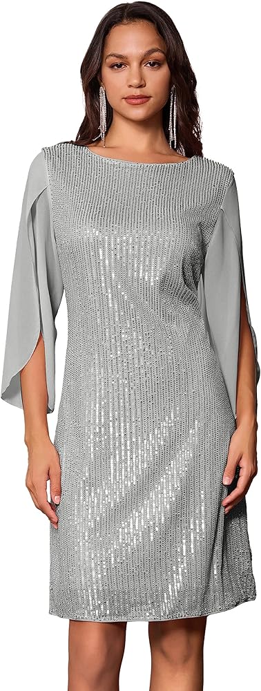 GRACE KARIN Women 2024 Sequin Dresses Shiny Sparkly Cocktail Party Wedding Guest Dresses