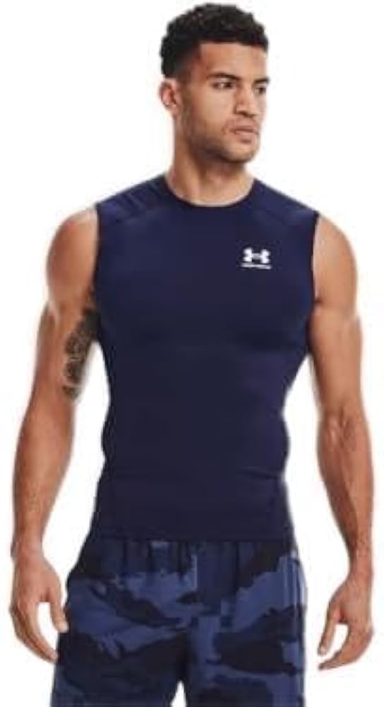 Under Armour Big & Tall Heatgear Armour Comp Sleeveless Midnight Navy/White LG Tall