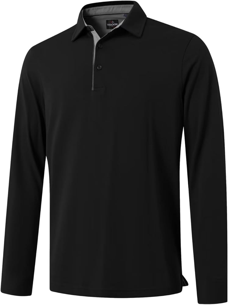 Men's Polo Shirts Long Sleeve Mercerized Cotton Blend Business Casual Stylish Collared Shirts