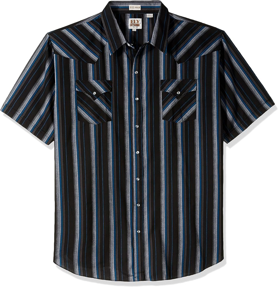 ELY CATTLEMAN Men's Short Sleeve Stripe Western Shirt