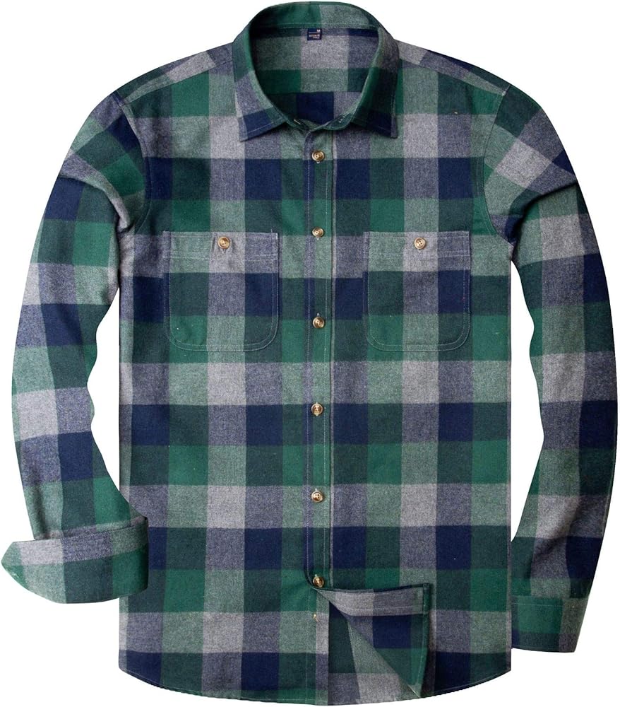 Alimens & Gentle Men's Plaid Button Down Shirt Long Sleeve Casual Flannel Shirts