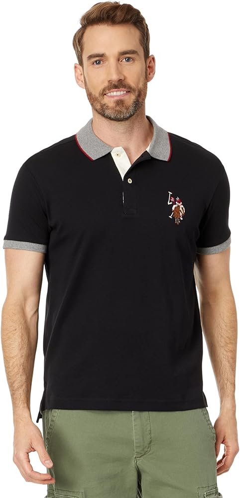 U.S. Polo Assn. Short Sleeve Slim Fit Multicolor Pony Interlock Polo Shirt Black XL