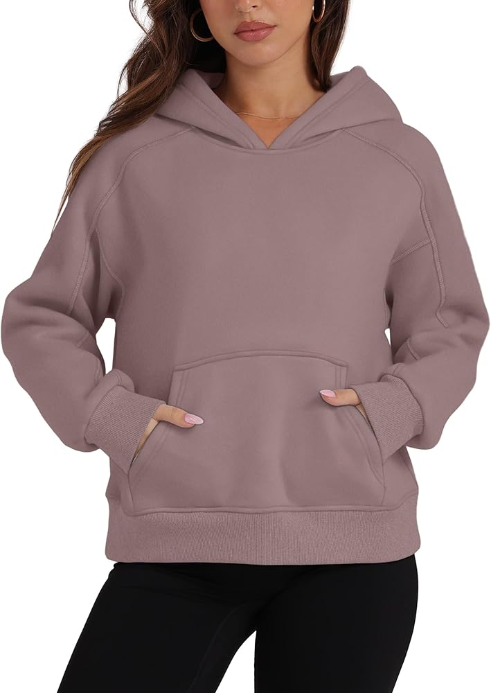 OFEEFAN Hoodies for Womens Sweatshirt Cropped Fall Fashion 2024 Outfits Trendy Fleece Pullover Long Sleeve Tops