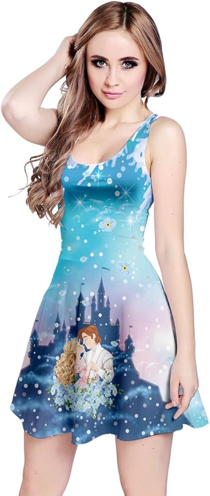 CowCow Womens Summer Dress Unicorn Alice Wonderland Rabbit Princess Aladdin Drawfs Mermaid Sleeveless Dress, XS-5XL