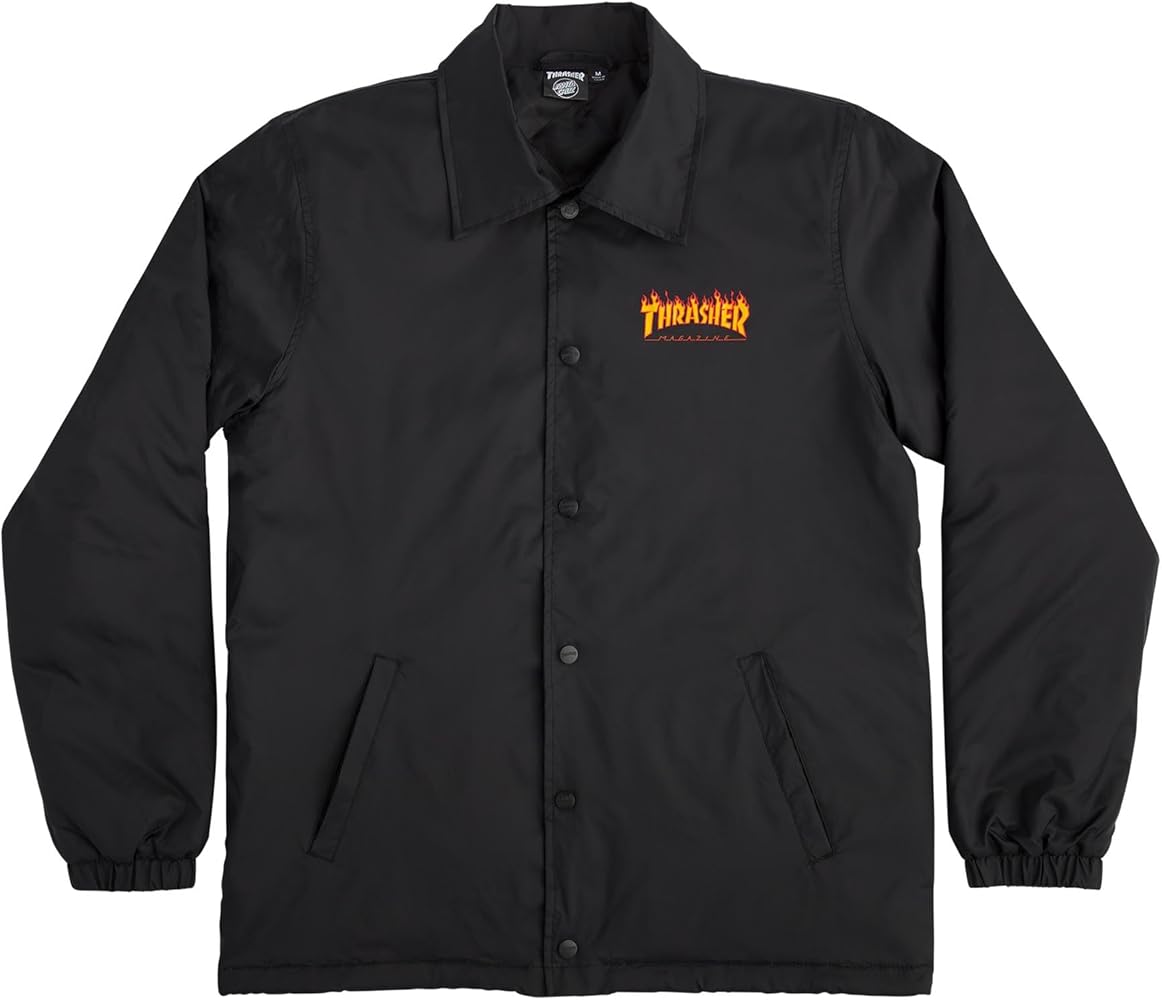 SANTA CRUZ Thrasher Flame Dot Coach L/S Jacket Black Lg Mens