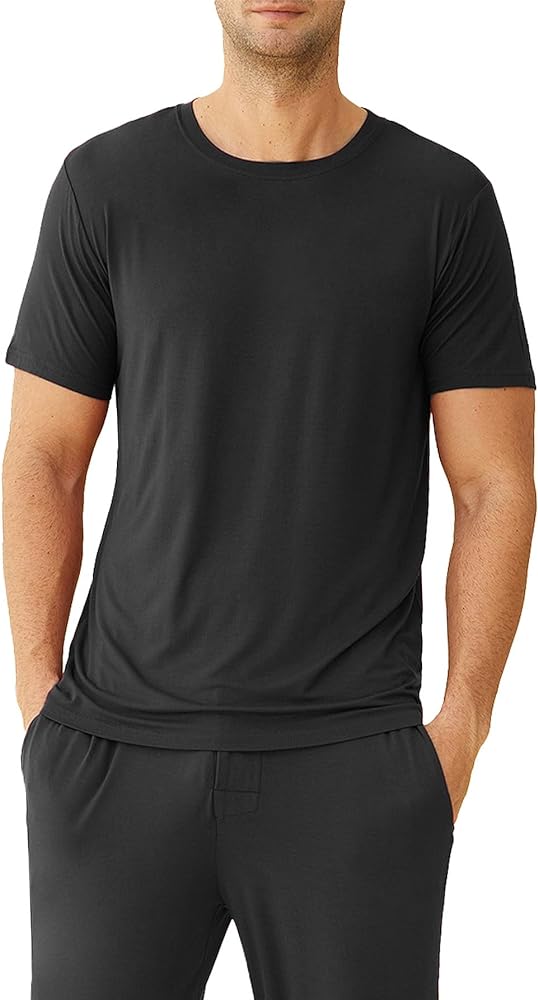 Latuza Men's Viscose Crew Neck Short Sleeves Pajama Sleep Shirt