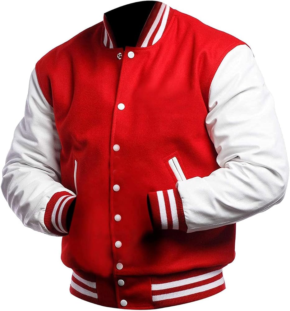 Varsity Blank Baseball College Bomber High School Plain Letterman Jacket Leather Sleeves Wool Coat