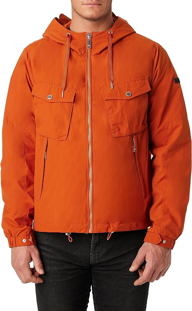 Vince Camuto Men's Lightweight Water-Resistant Windbreaker, Red, Medium