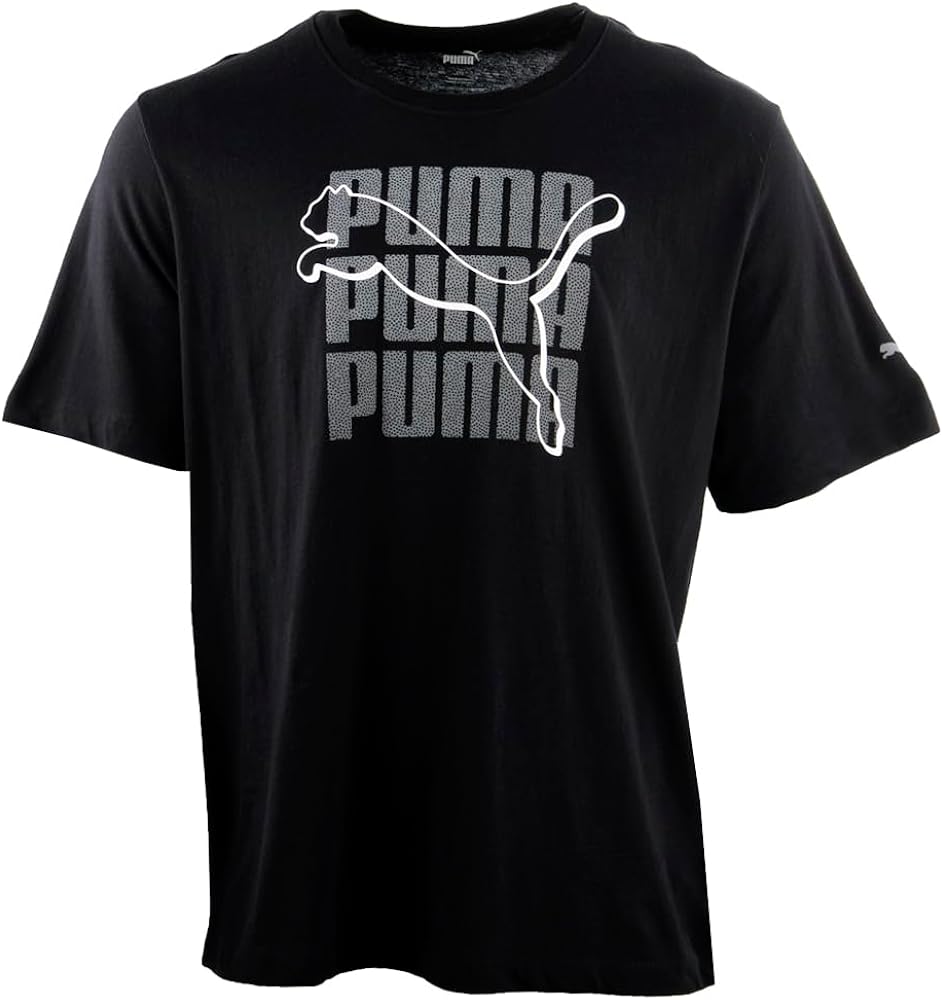 PUMA Mens Hi Def Cat Crew Neck Short Sleeve Athletic Tops Casual - Black