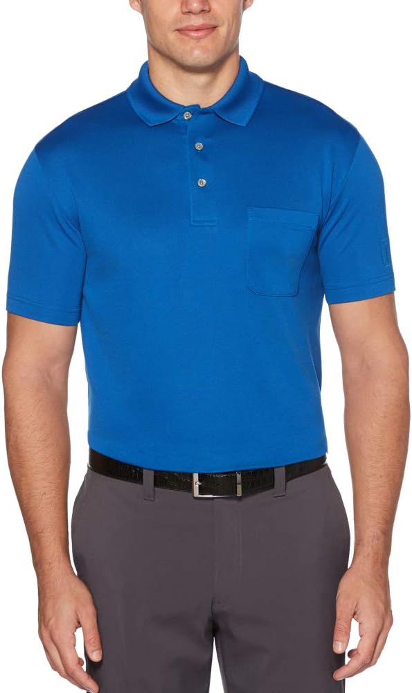 PGA TOUR Men's Short Sleeve Airflux Solid Polo Shirt with Pocket