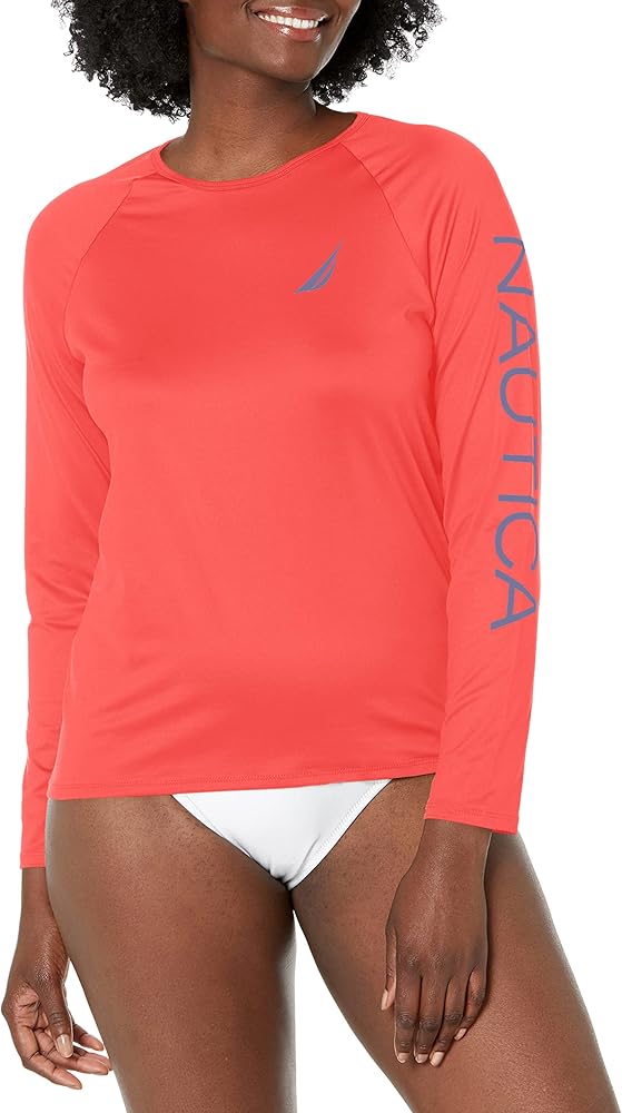 Nautica Women's Standard Long Sleeve Rashguard UPF 30+ Uv Sun Protection Swim Shirt