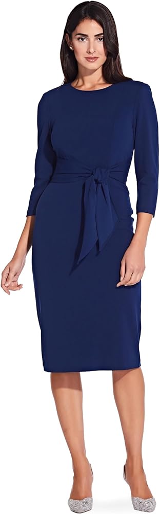 Adrianna Papell Women's Bow Sheath Dress with Three Quarter Sleeves