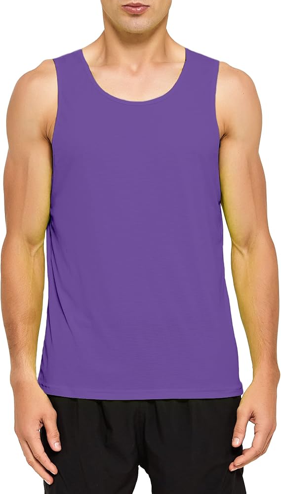 DEMOZU Men's Neon Running Athletic Tank Top Quick Dry Workout Gym Marathon Swim Tank Top