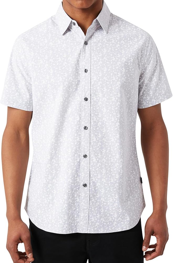 DKNY Mens Casual Short Sleeve Button Ups - Mens Printed Casual Shirts