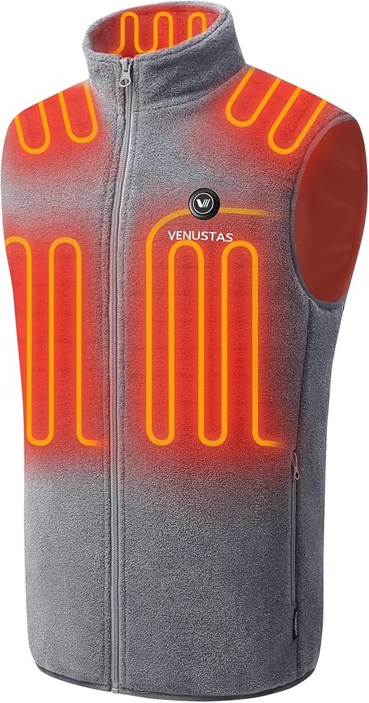 Venustas Men's Fleece Heated Vest with Battery Pack 7.4V, Lightweight insulated Electric Vest