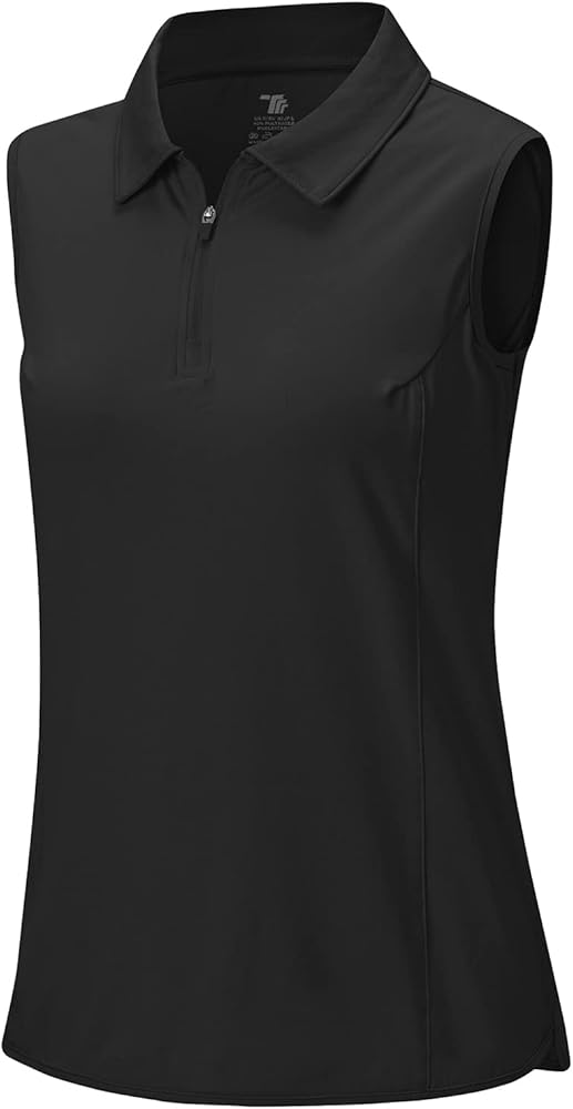 BGOWATU Women's Sleeveless Golf Polo Shirts 1/4 Zip Tennis Tank Tops with Collar UV Protection Quick Dry