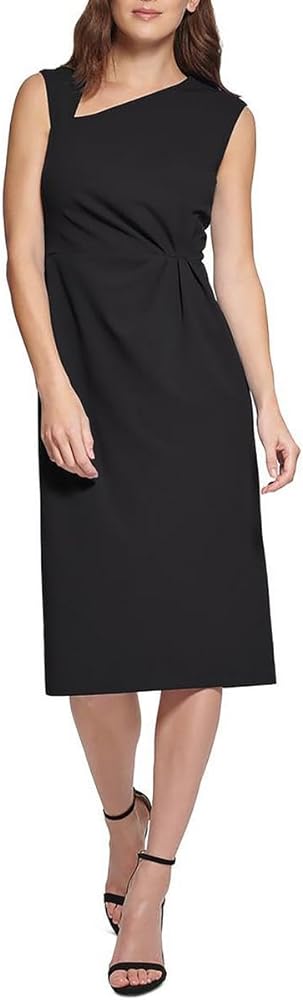 DKNY Women's Sleeveless Asymmetric Neck Scuba Crepe Dress