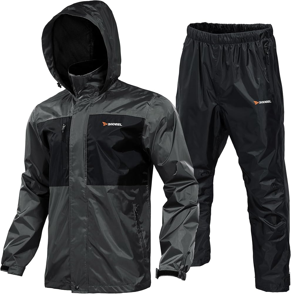 Rodeel Waterproof Fishing Rain Suit for Men (Rain gear Jacket & Trouser Suit)