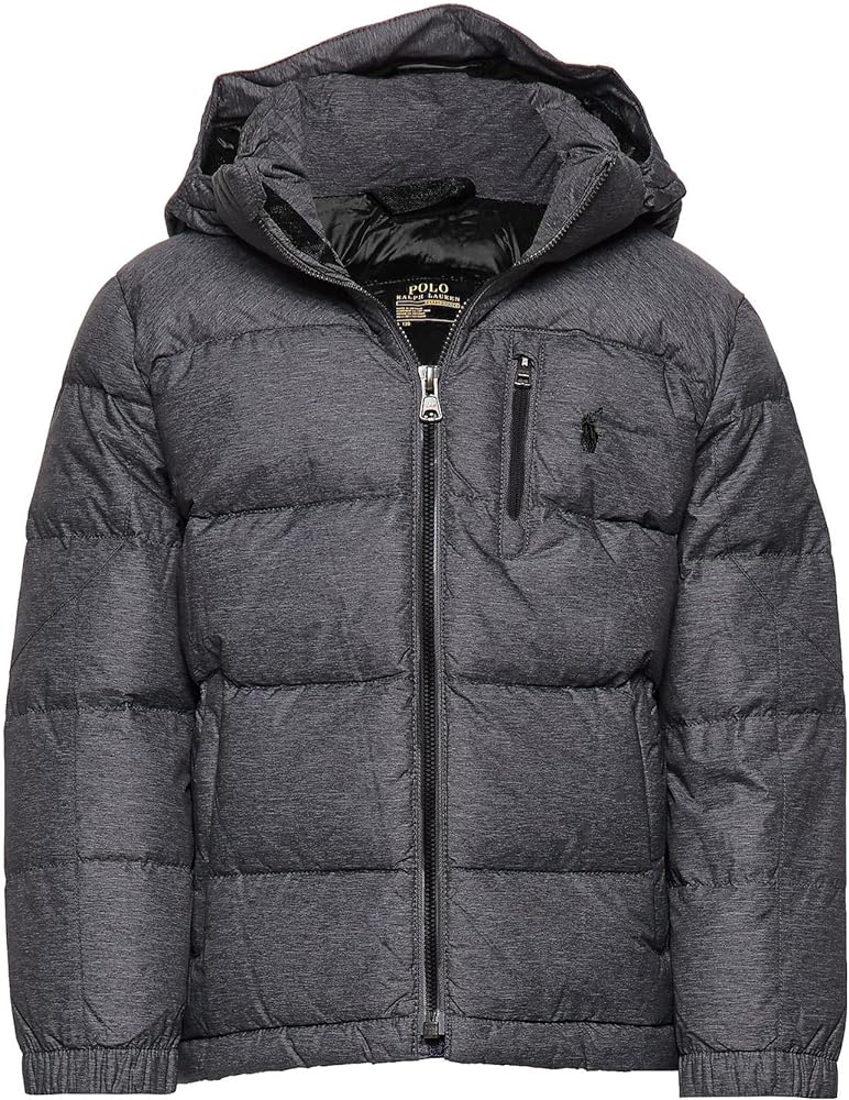 Polo Ralph Lauren Mens El Cap Hooded Down Puffer Jacket (Large, Grey Heather)