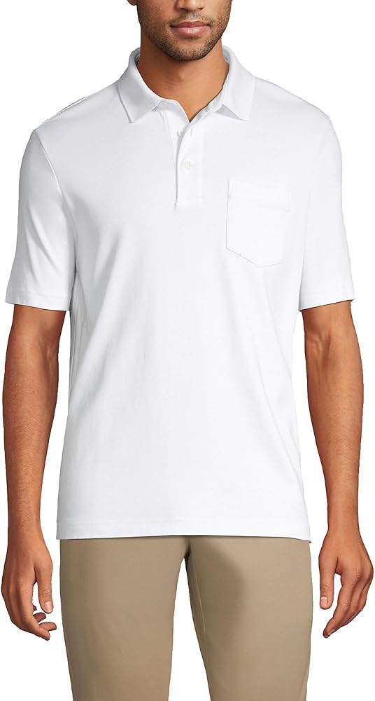 Lands' End Men's Short Sleeve Cotton Supima Polo Shirt with Pocket