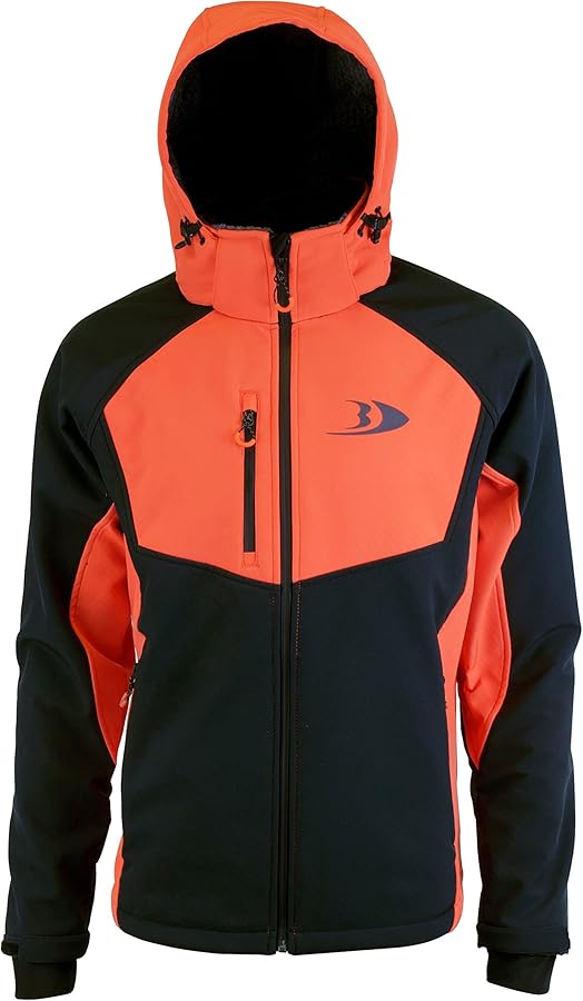 BLACKFISH Men's Zenith Full Zip Softshell Jacket, Small, Orange/Black