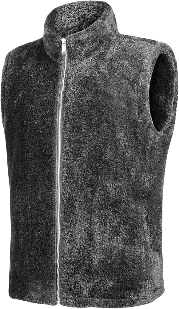 GINGTTO Mens Sherpa Vest Sleeveless Full Zip Polar Fleece Fuzzy Vest for Men