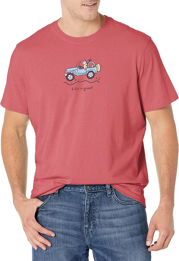 Life is Good Men's Crusher T, Short Sleeve Cotton Graphic Tee Shirt, Off-Road Jake