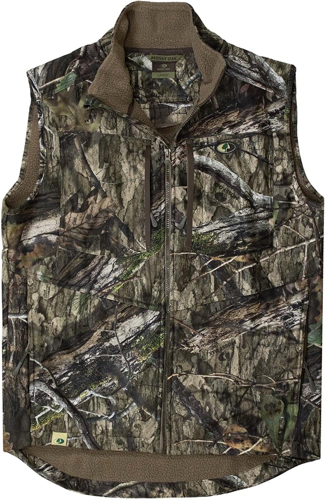 Mossy Oak Sherpa 2.0 Fleece Lined Camo Hunting Vest for Men, Camouflage Clothing