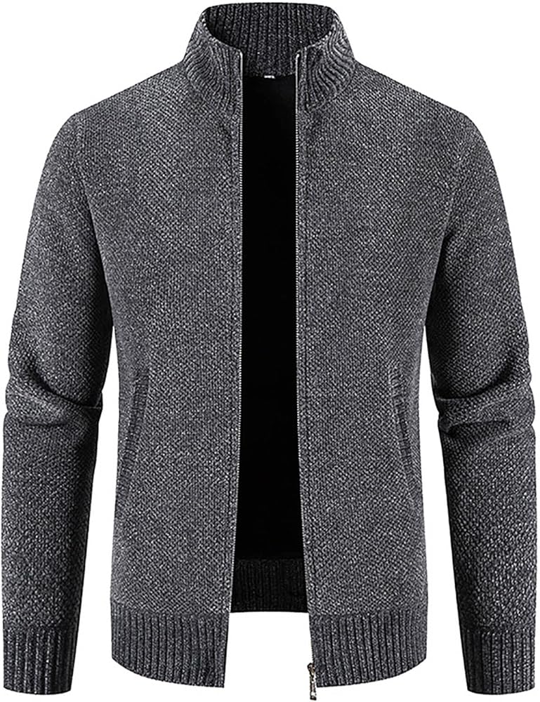 Mens Light Weight Cardigan Sweater with Pockets Long Sleeve Knitted Jackets Casual Full Zip Button Cardigan Coats