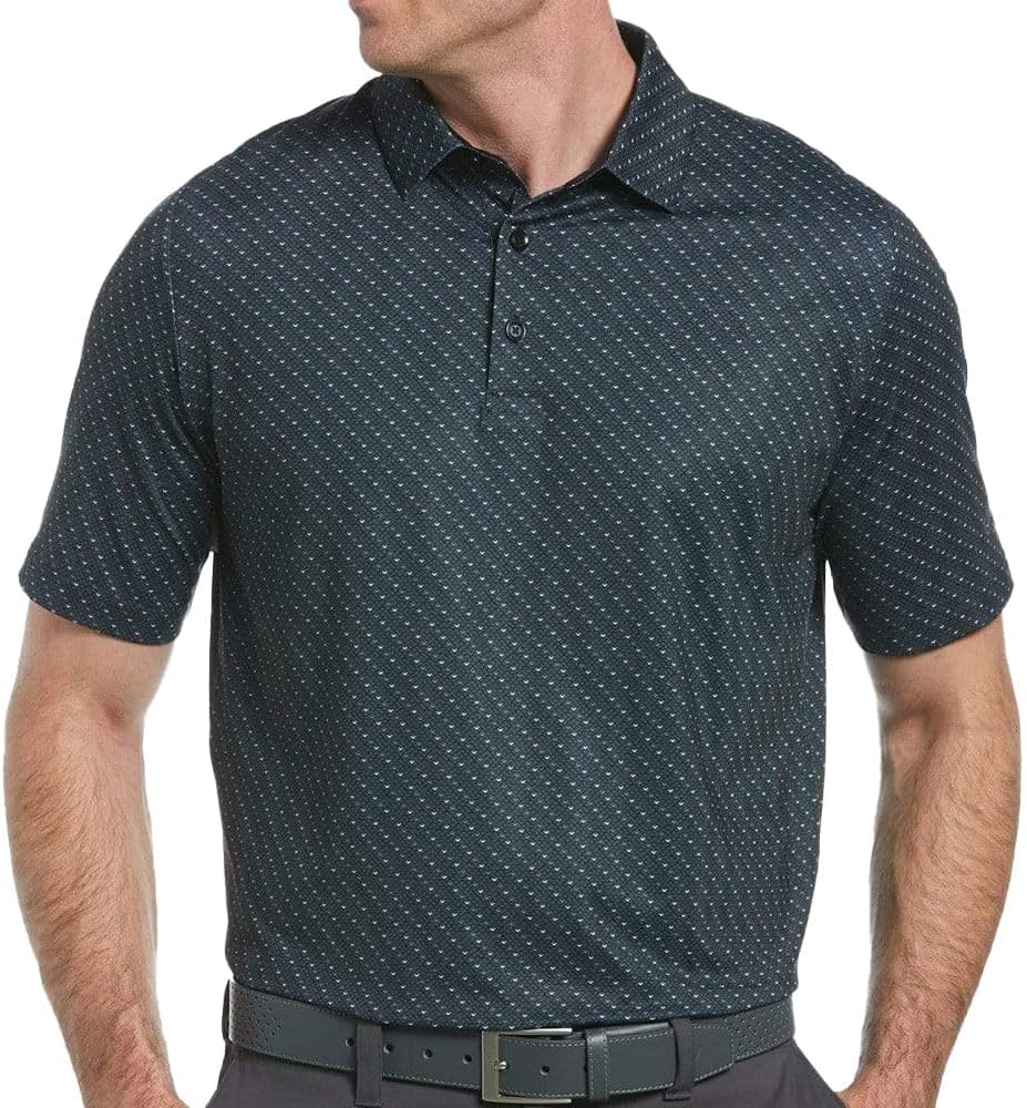 Callaway Men's Swing Tech Mini Print Short Sleeve Golf Polo Shirt, Moisture-Wicking, Ventilated Fabric, Sun Protection