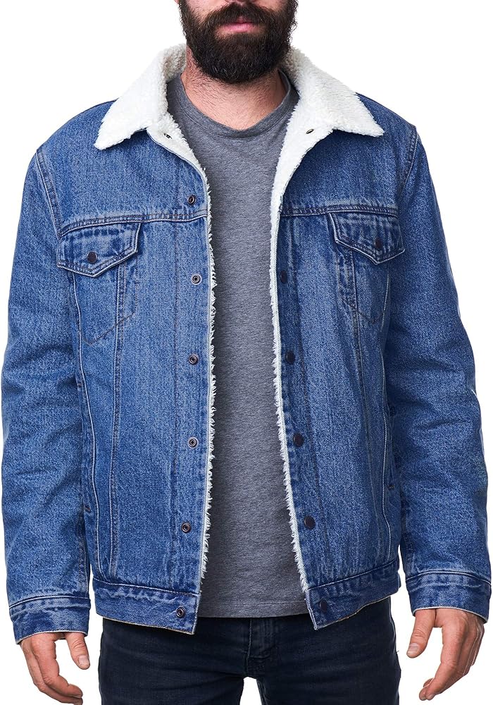 Alpine Swiss Ryker Mens Sherpa Lined Denim Trucker Jacket