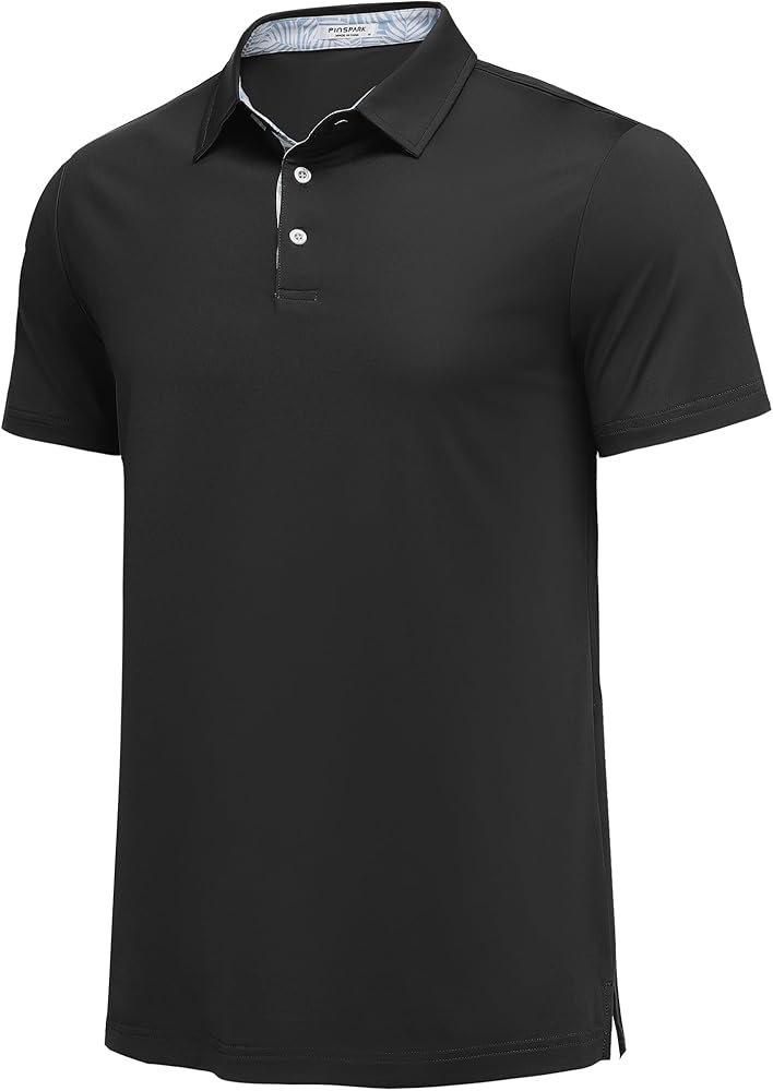 PINSPARK Mens Polo Shirts Short Sleeve Moisture Wicking Dry Fit Performance Casual Collared Polo Golf Shirts for Men