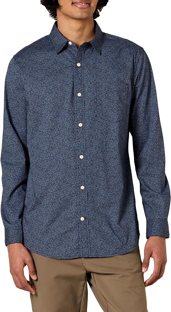 Amazon Essentials Men's Long-Sleeve Slim-Fit Stretch Poplin Shirt