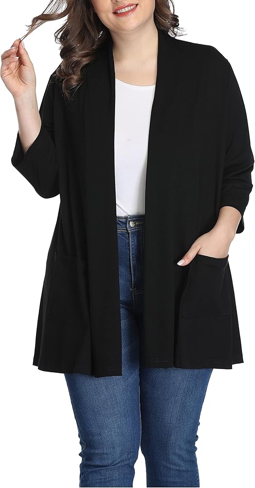 Shiaili Long Plus Size Cardigans for Women Easy to Wear Open Front Clothing