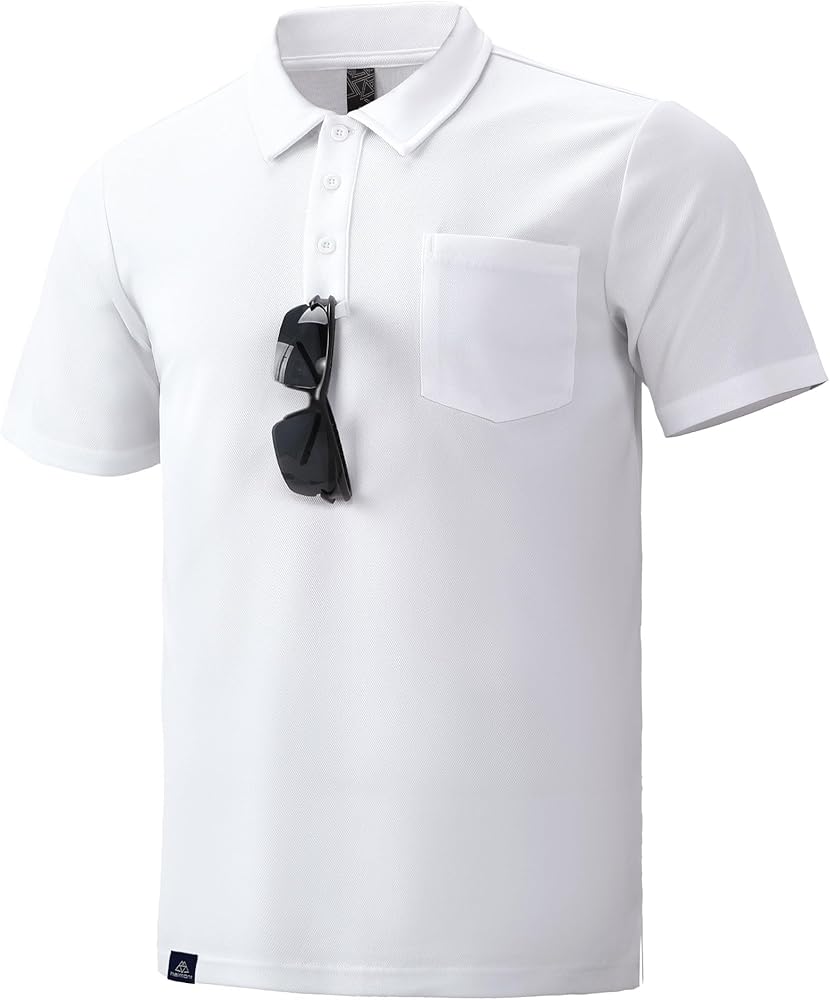 Haimont Men's Polo Shirts with Pocket Short Sleeve Quick Dry Moisture Wicking Golf Shirts Business Casual Work Polos