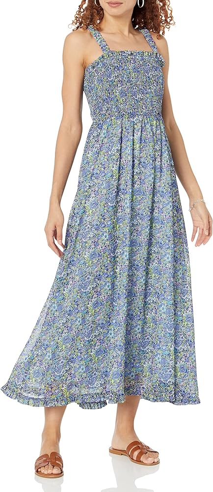 The Drop Women's Jaya Smocked-Bodice Chiffon Maxi Dress Dress