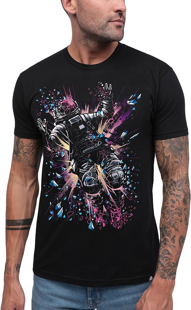 INTO THE AM Graphic Tees for Men S - 4XL Premium Short Sleeve Colorful T-Shirts Trippy Astronaut Designs