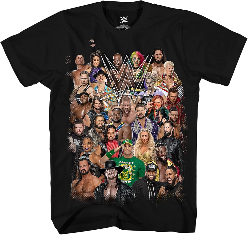 Group Shot Wrestling John Cena Big Show AJ Styles Daniel Bryan Adult Tee Graphic T-Shirt for Men Tshirt