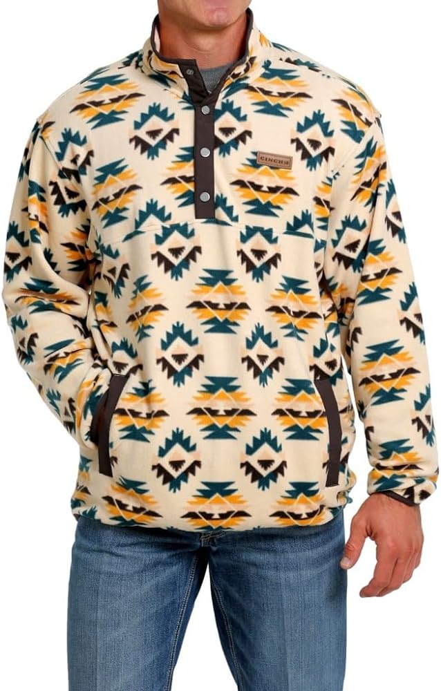 Cinch Men's Printed Polar Fleece Pullover Multi M